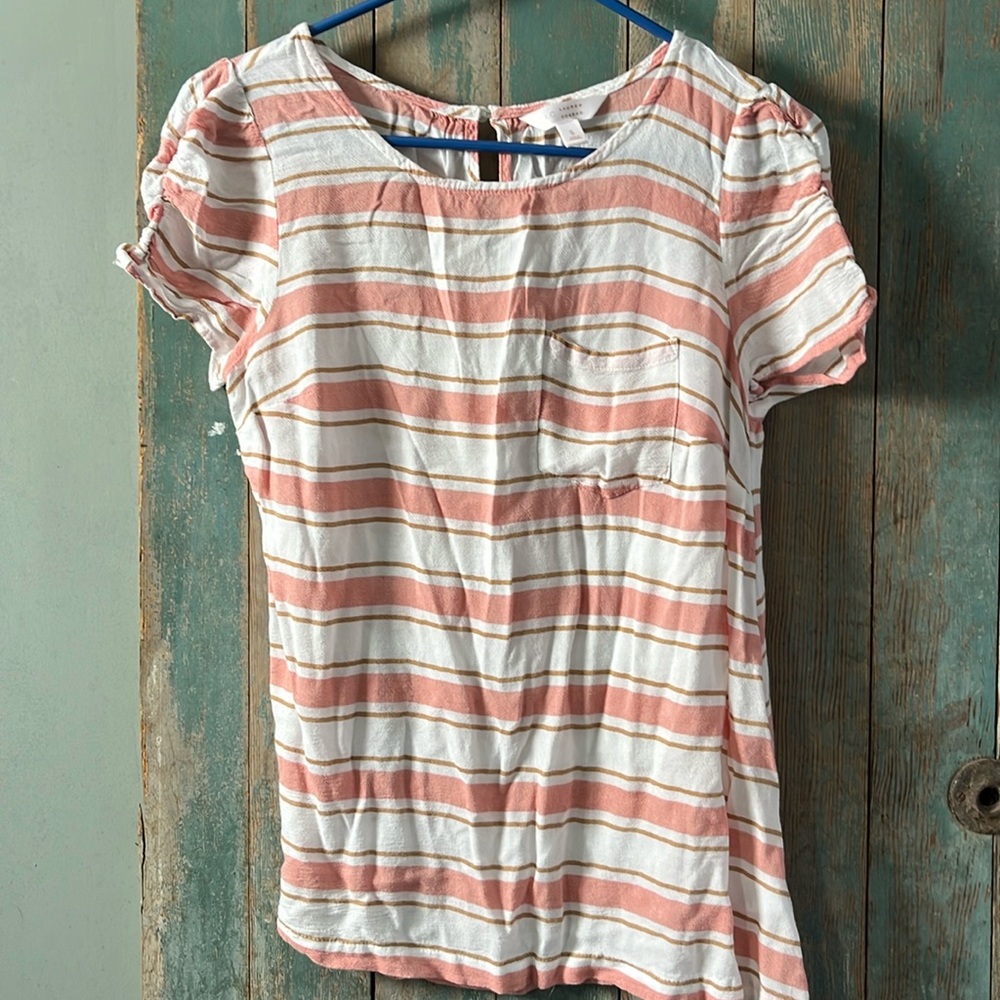 Lauren Conrad women’s small striped short sleeve blouse